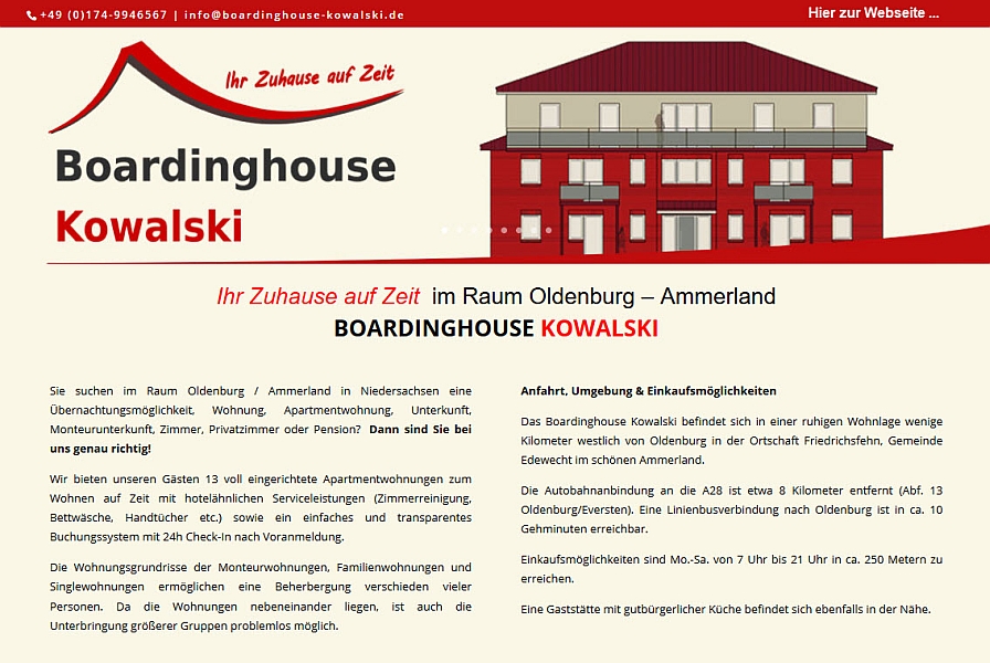 Monteurwohnungen Boardinghouse Oldenburg Niedersachsen